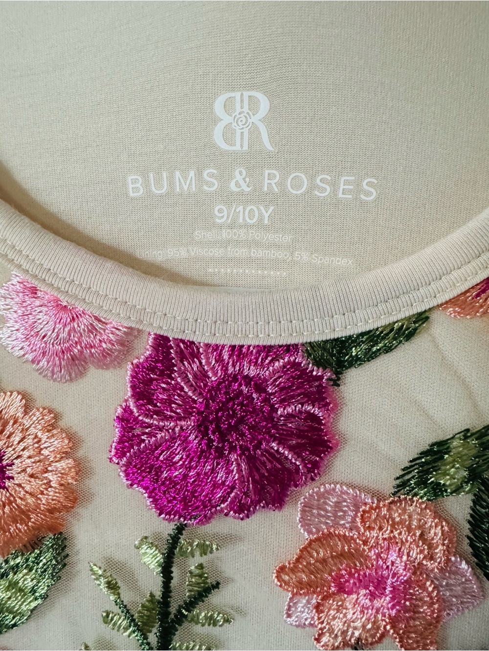 Bums and Roses Embroidered Pink Floral Tulle Dress for Girls Size 9/10 - Picture 4 of 4
